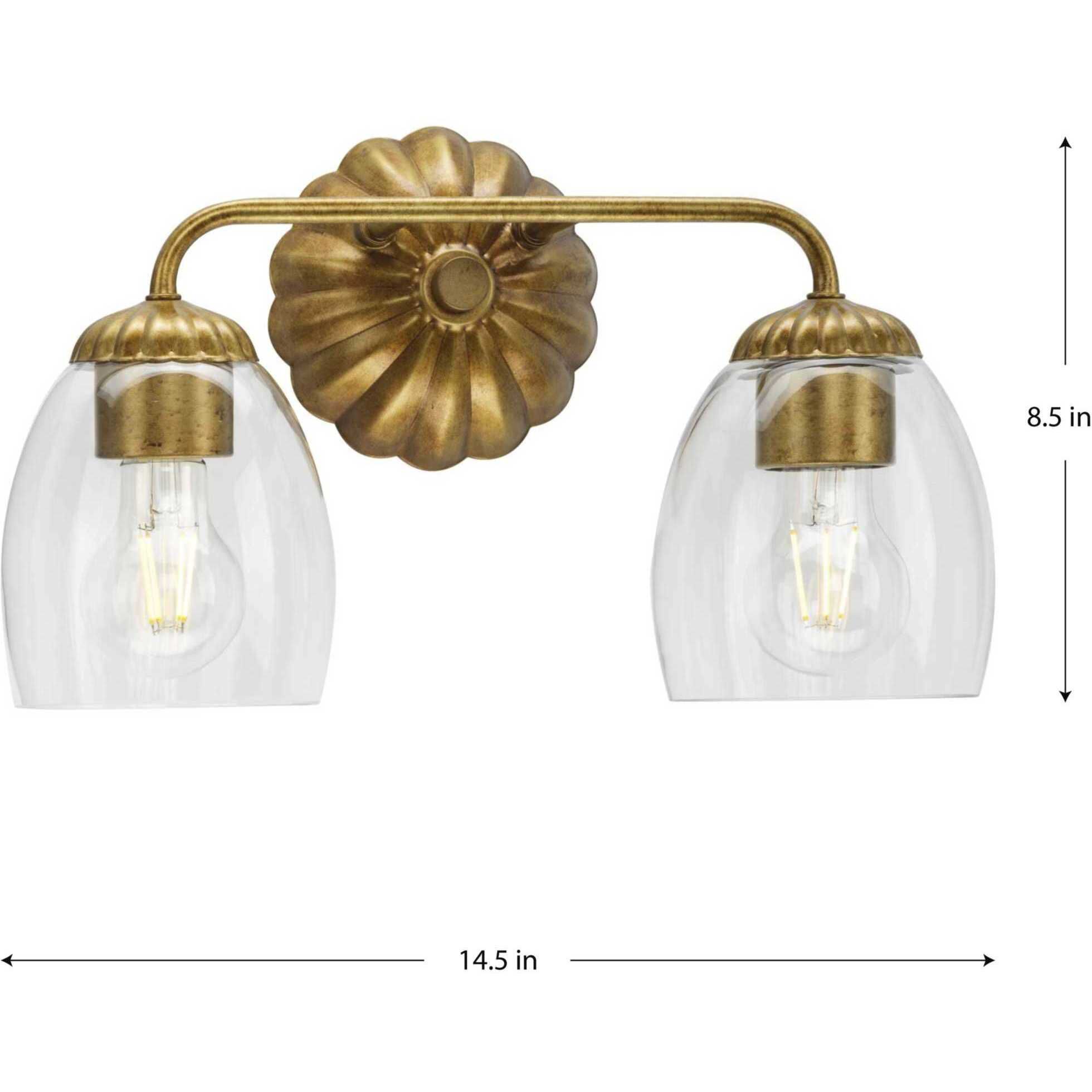 Quillan 2 Light 14.5 inch Gold Ombre Bathroom Vanity Light Wall Light