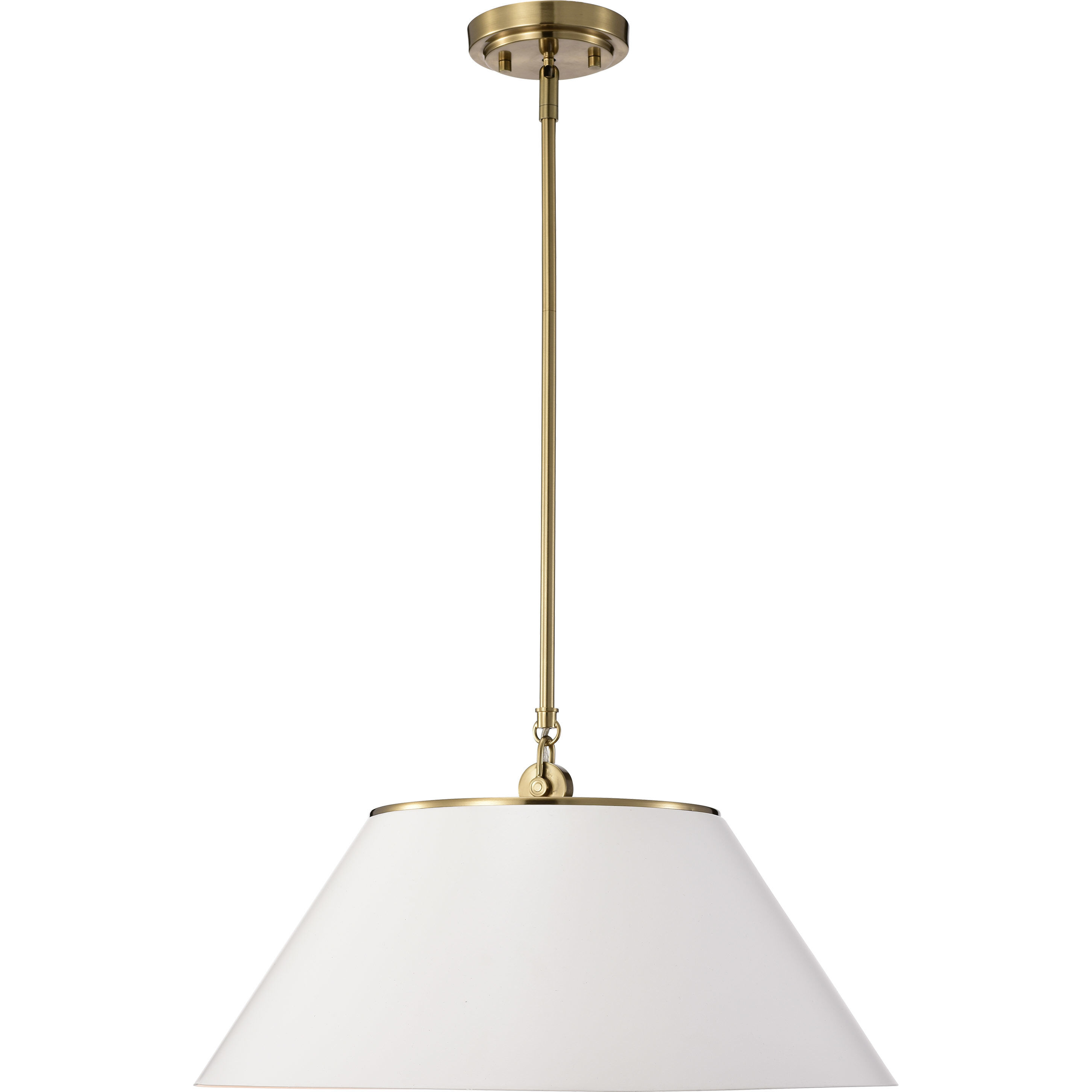 Dover 3 Light 20 inch White/Vintage Brass Pendant Ceiling Light