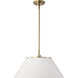 Dover 3 Light 20 inch White/Vintage Brass Pendant Ceiling Light