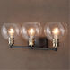 Kent 3 Light 25 inch Matte Black and Plated Antique Brass Vanity Light Wall Light