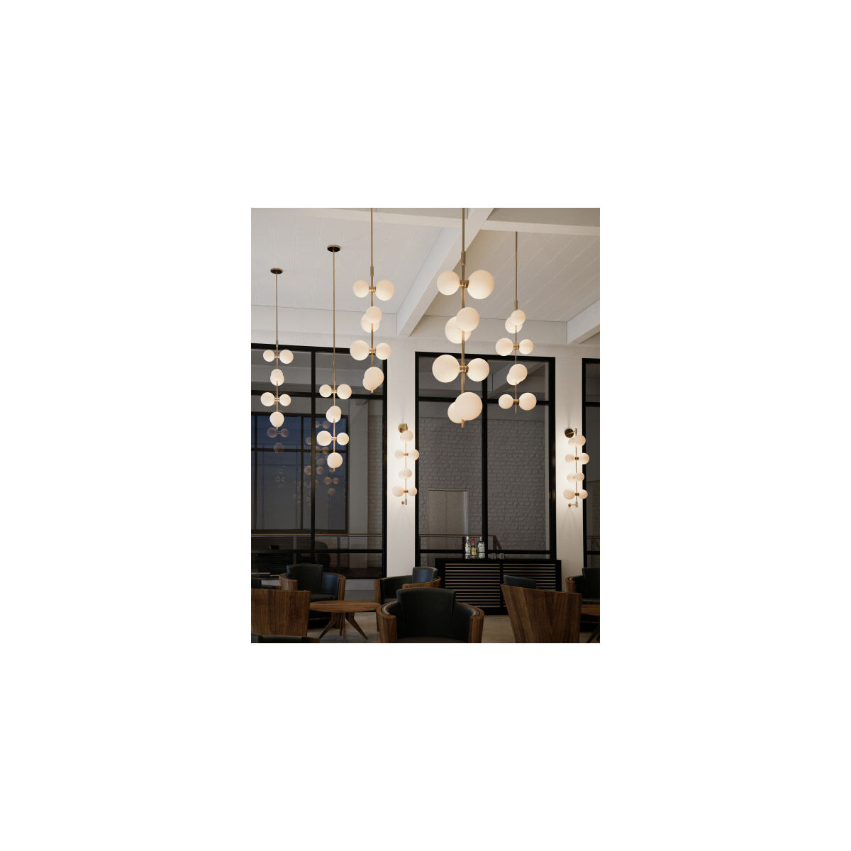 Sean Lavin ModernRail LED 12.8 inch Aged Brass Wall Light in 24V Remote Canopy, Glass Orbs, Integrated LED