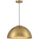 Vintage 1 Light 18 inch Natural Brass Pendant Ceiling Light