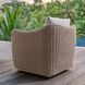 Sunset Oatmeal Wicker and Oyster White Fabric Outdoor Swivel Lounge Chair