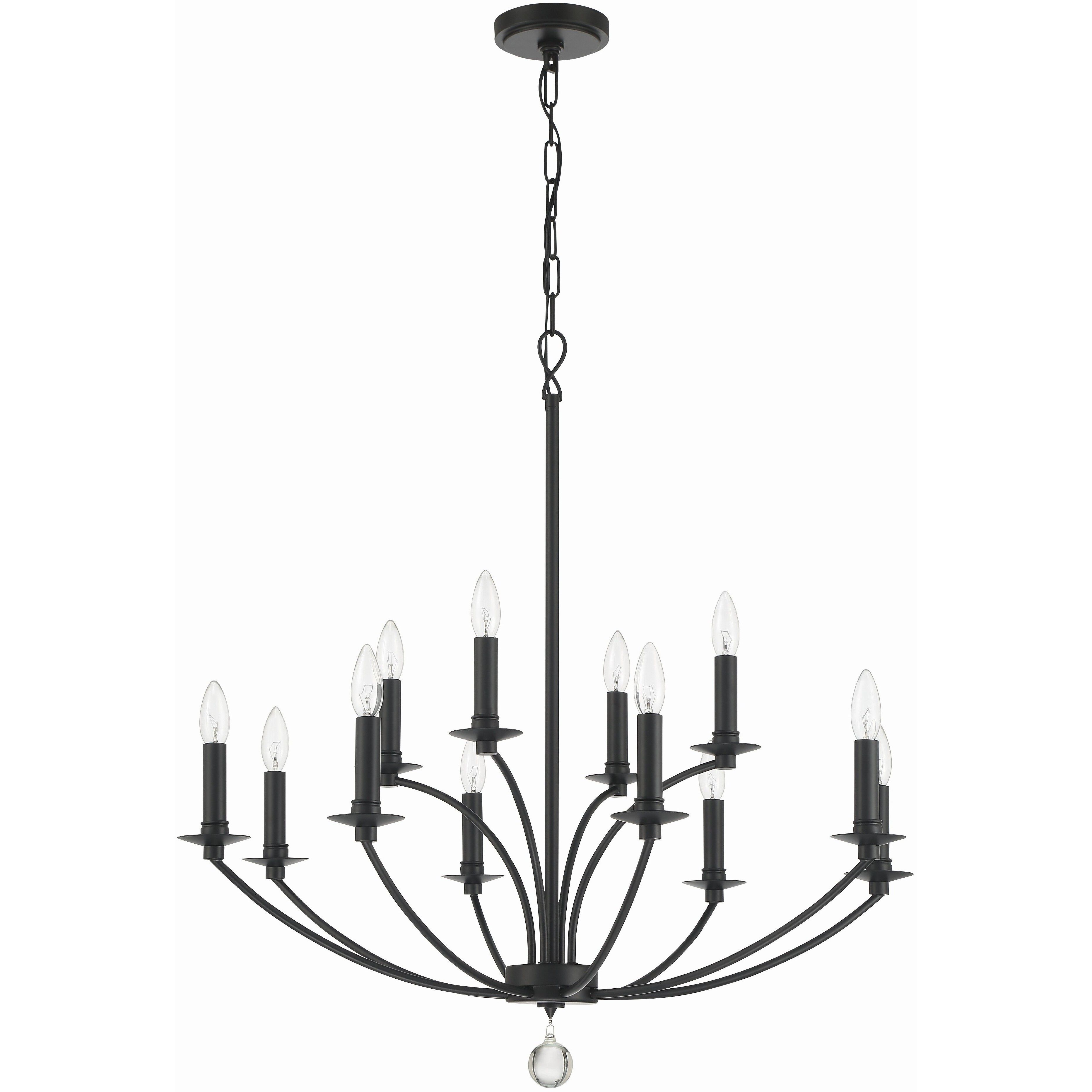 Mila 12 Light 32 inch Black Chandelier Ceiling Light
