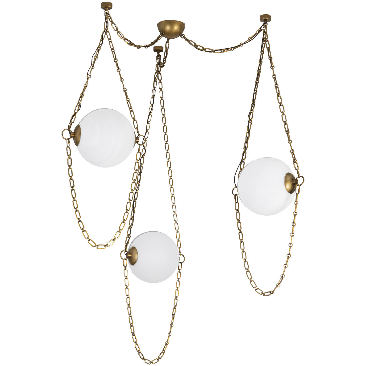 Petra 14.5 inch Vintage Brass and Cloud Glass Chandelier Ceiling Light