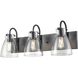Emma 3 Light 23.75 inch Ebony Bath Vanity Wall Light in Clear Glass