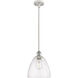 Ballston Dome 1 Light 9 inch White and Polished Chrome Mini Pendant Ceiling Light in Seedy Glass