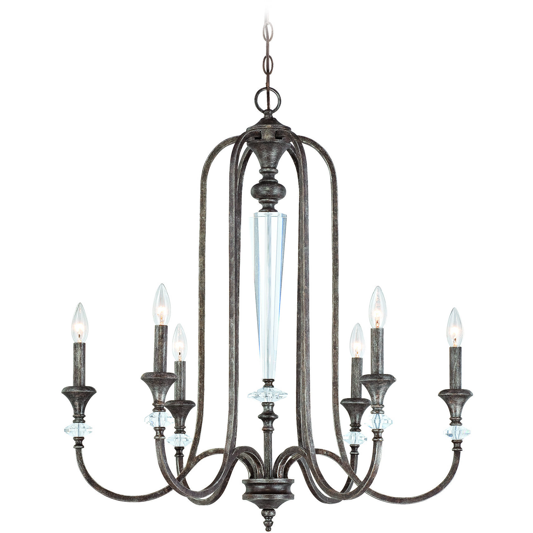 Boulevard 6 Light 29.37 inch Mocha Bronze Silver Wash Chandelier Ceiling Light