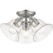 Moreland 3 Light 15 inch Brushed Nickel Semi-Flush Ceiling Light, Large