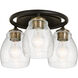 Winsley 3 Light Coal with Stained Brass Semi Flush Ceiling Light