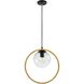 Lugano LED 14 inch Black and Vintage Brass Pendant Ceiling Light