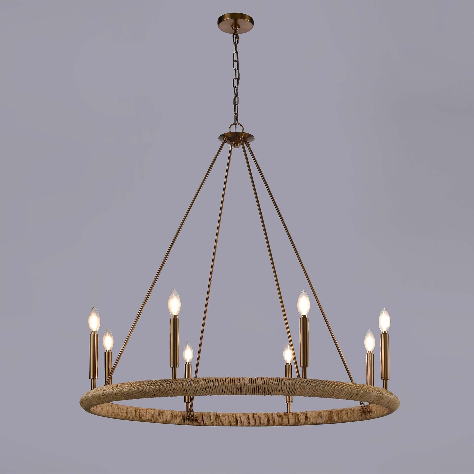Cabana 8 Light 38 inch Lacquered Gold Chandelier Ceiling Light