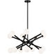 Matchstix 14 Light 34.75 inch Black Pendant Ceiling Light in Black and Opal Glass