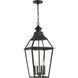Jackson 4 Light 14 inch Black with Gold Highlights Outdoor Hanging Lantern