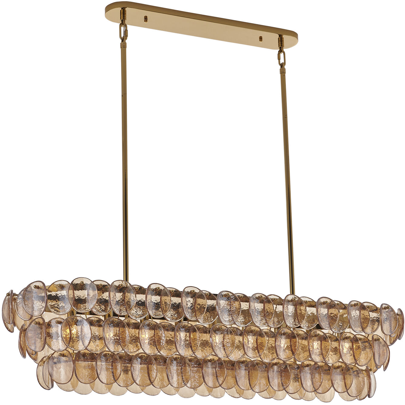 Uroko 9 Light 16 inch Polished Winter Brass Linear Pendant Ceiling Light
