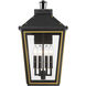 Hawkins 4 Light 22.5 inch Matte Black and Textured Gold Outdoor Sconce