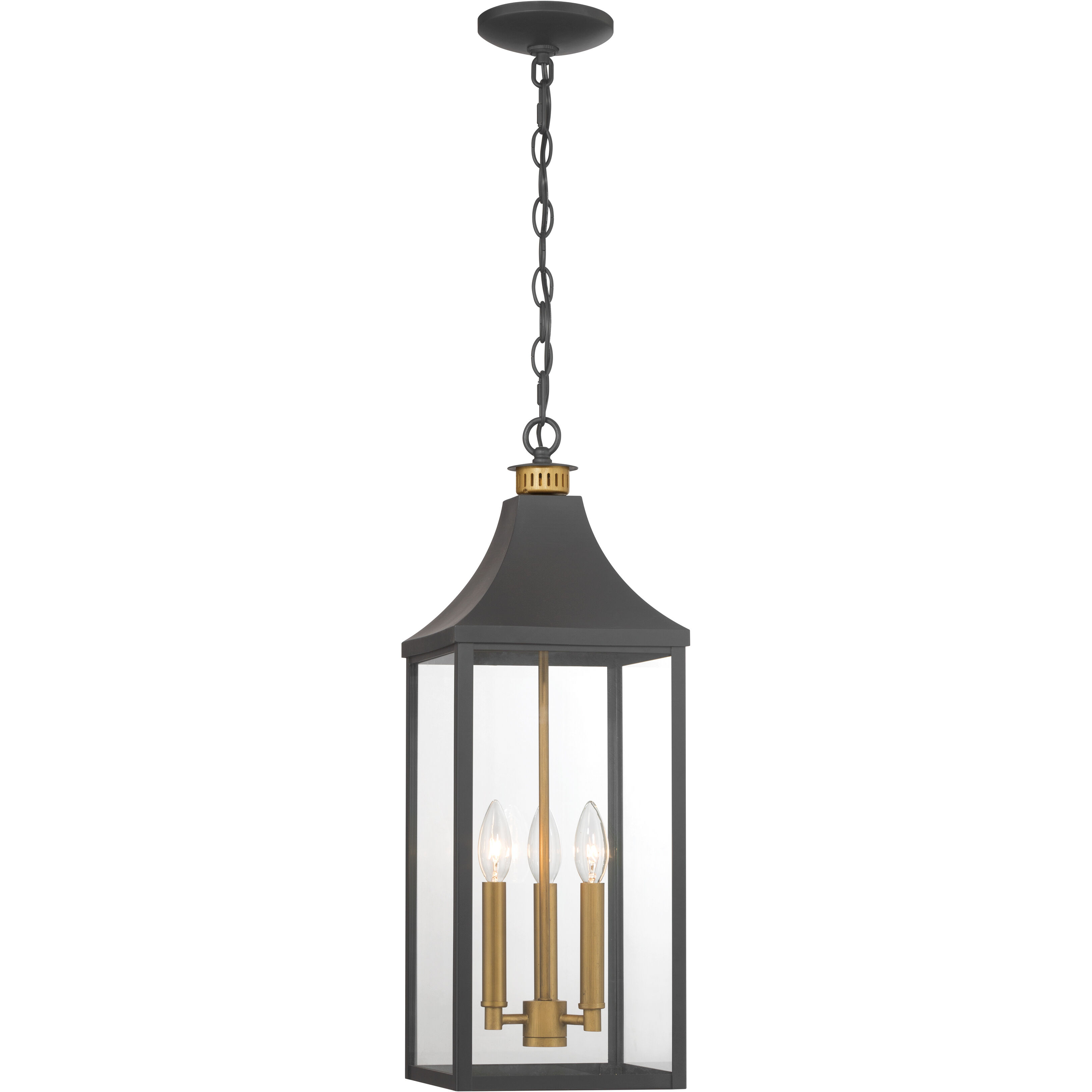 Hurstborne 3 Light 8.5 inch Dark Matte Black and Painted Legacy Brass Outdoor Hanging Lantern