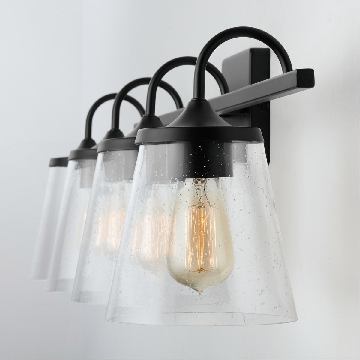 Jayne 4 Light 33.25 inch Matte Black Vanity Light Wall Light