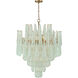 Ollie 21 Light 33.25 inch Aged Brass Chandelier Ceiling Light in Sand Glass Green