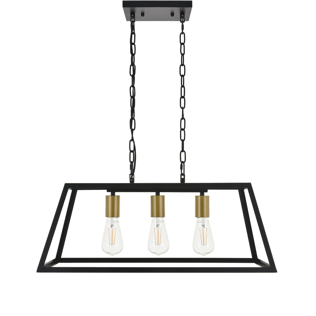 Resolute 3 Light 25 inch Brass and Black Pendant Ceiling Light