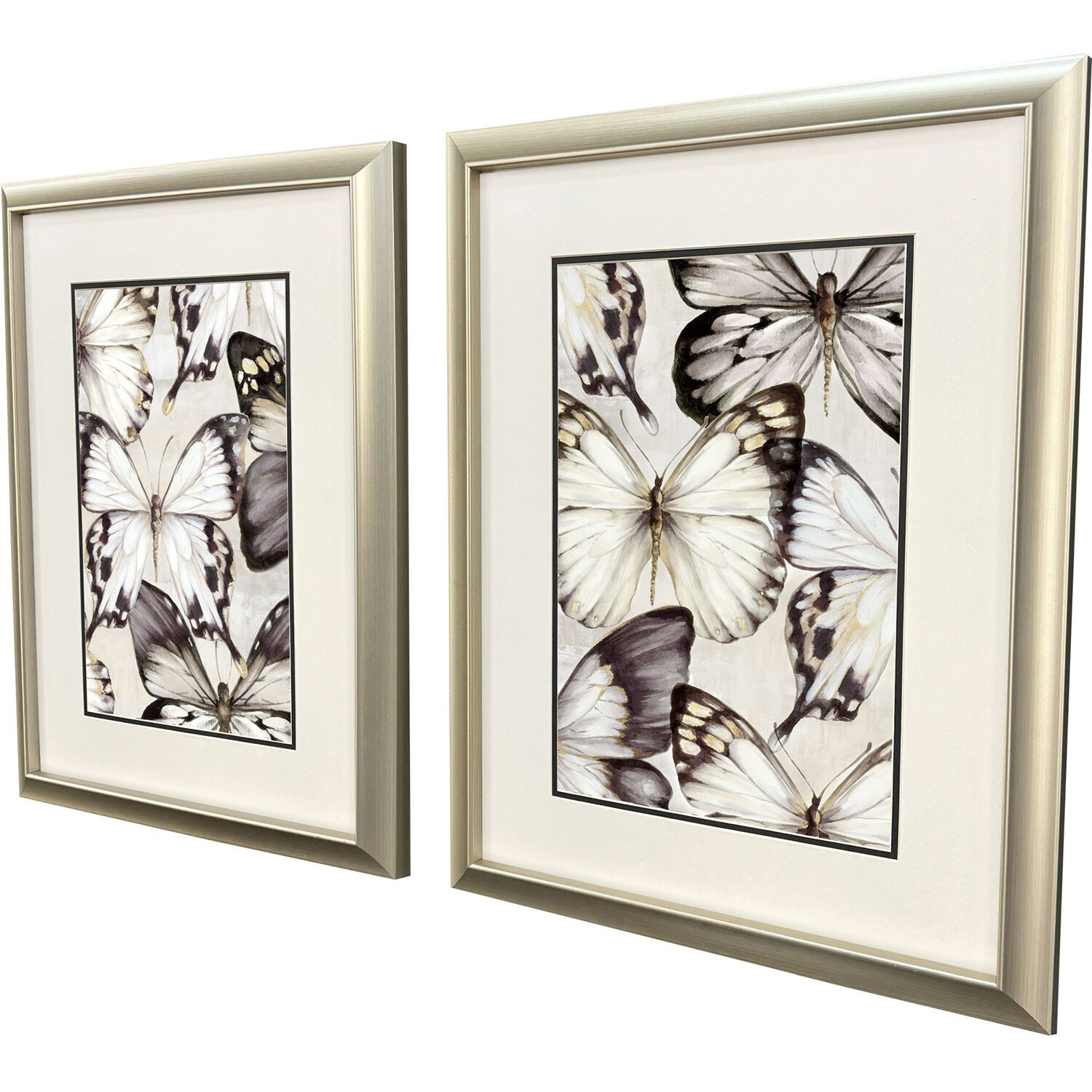 Butterfly Cluster Gray and Black and Multi and Neutral Framed Art, Propac