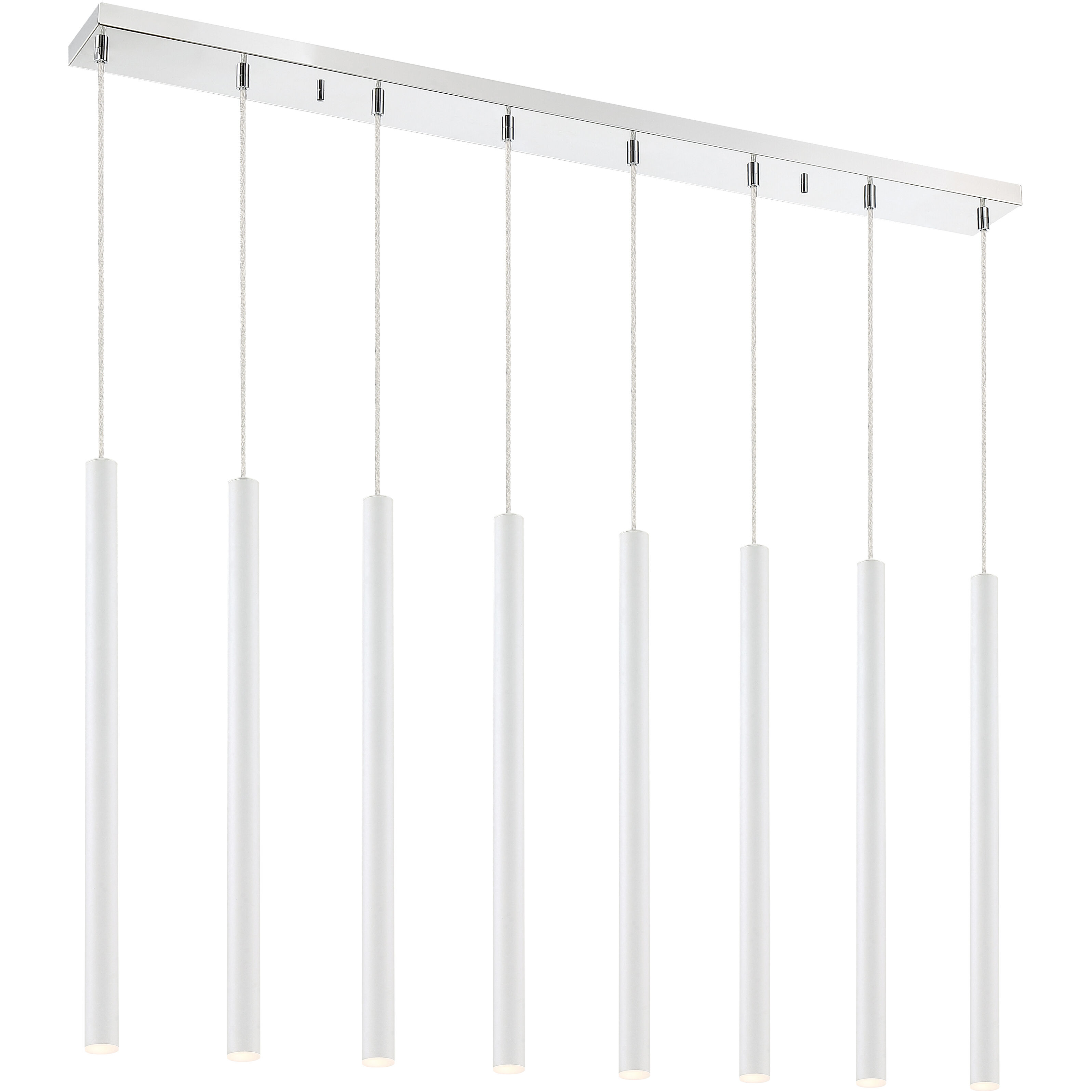 Forest LED 44.25 inch Chrome Linear Chandelier Ceiling Light in 8, 30, Matte White Steel
