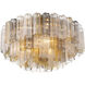 Addis 16 Light 32 inch Aged Brass Flush Ceiling Light in Tronchi Glass Autumn