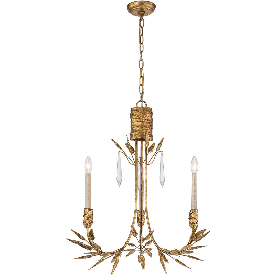 Palm d'Or 3 Light 24 inch Gold Chandelier Ceiling Light