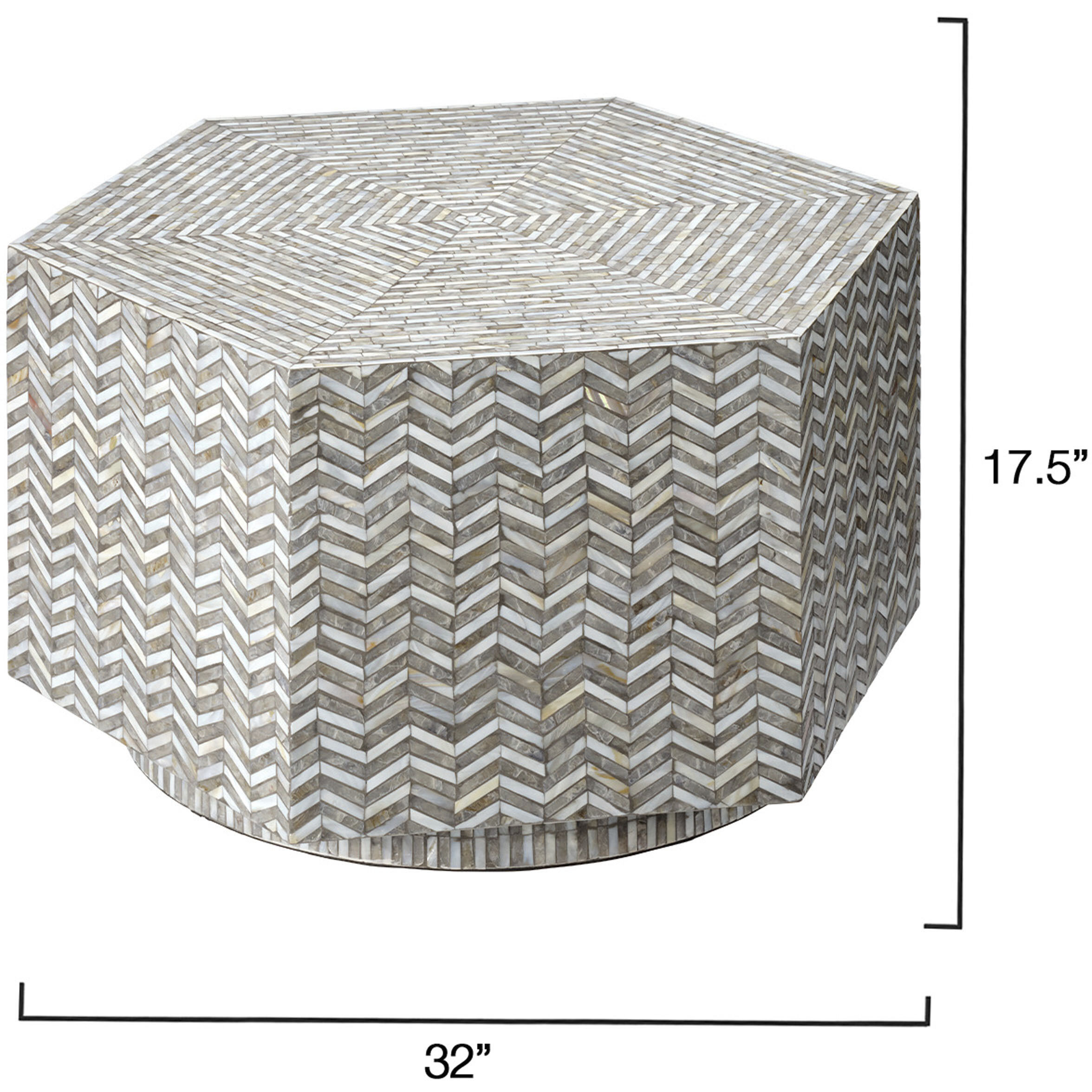 Brando 32 X 17.5 inch Mixed Grey and White Mother of Pearl Coffee Table