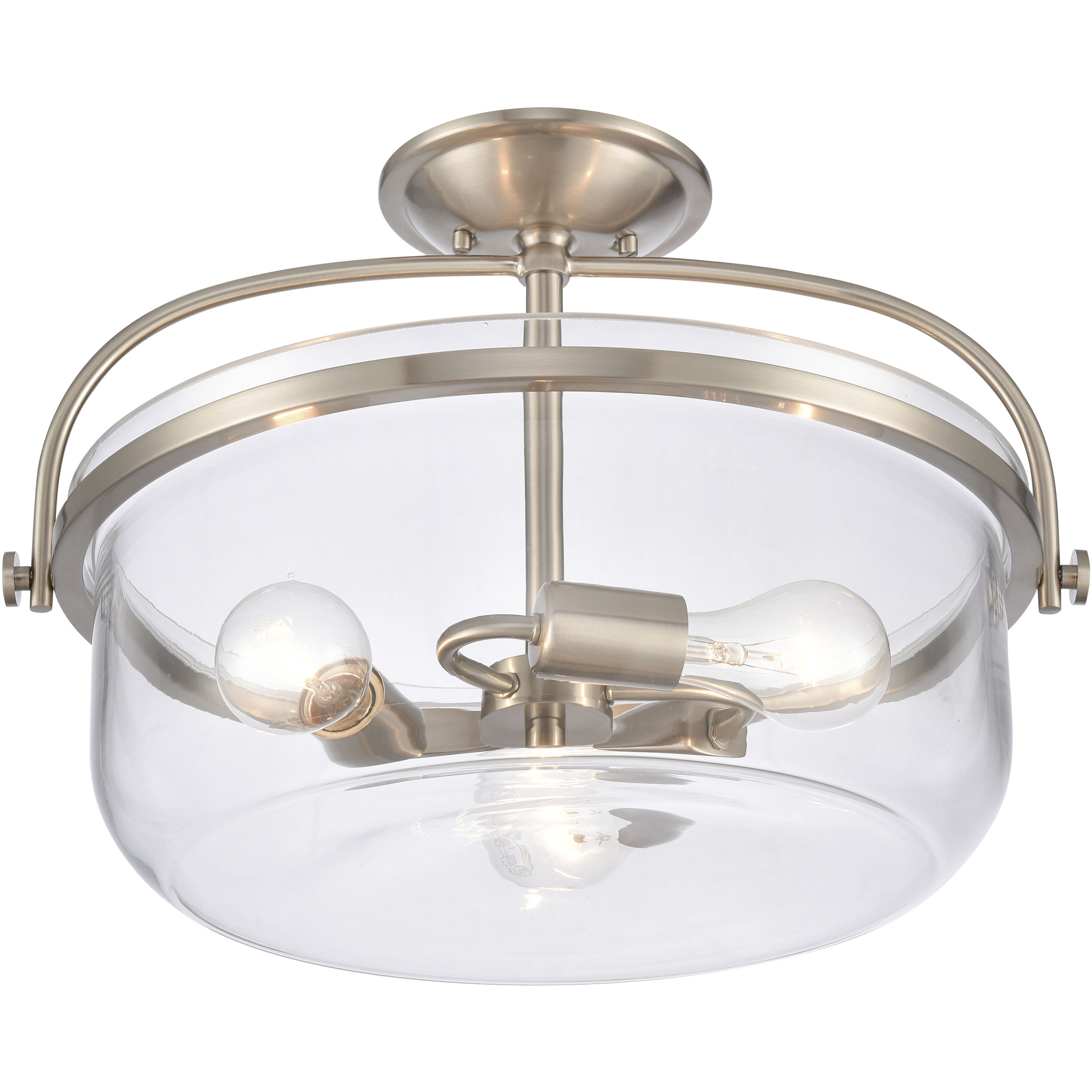 Wentworth 3 Light 17 inch Brushed Nickel Semi Flush Mount Ceiling Light
