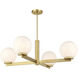 Modern 4 Light 38 inch Natural Brass Chandelier Ceiling Light