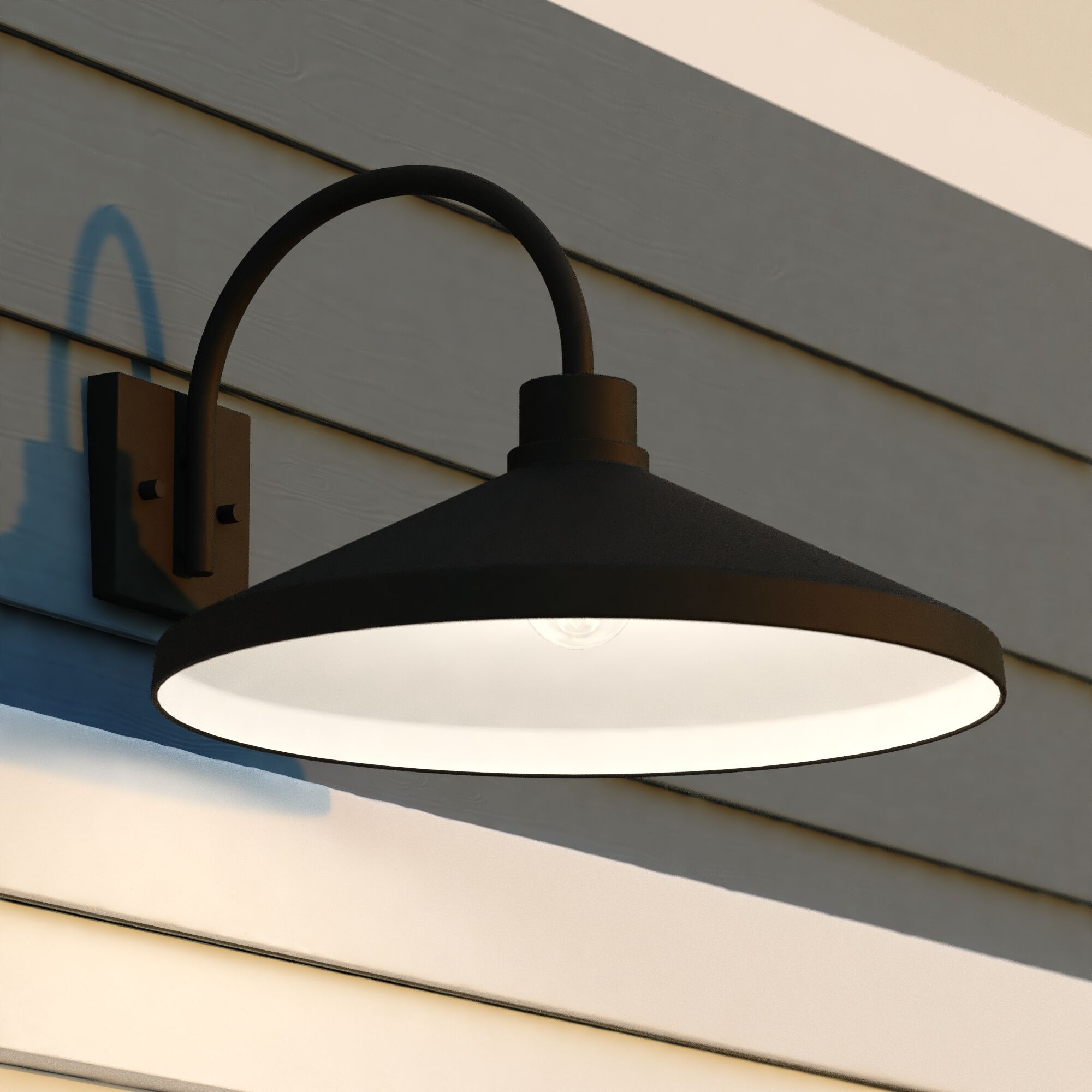 Highland Park 1 Light 11.75 inch Matte Black and White Outdoor Wall