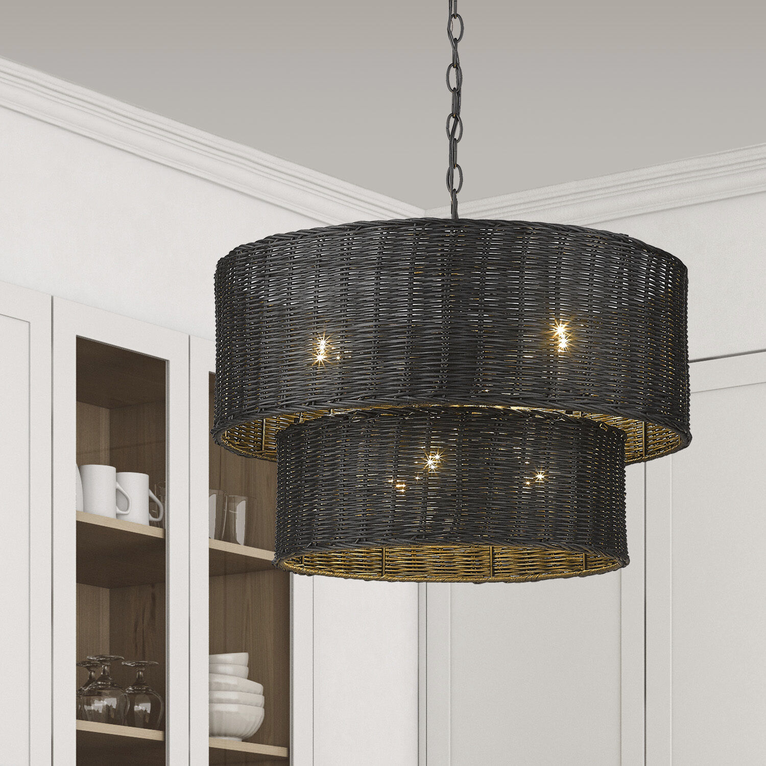Erma 6 Light 22.38 inch Matte Black Chandelier Ceiling Light