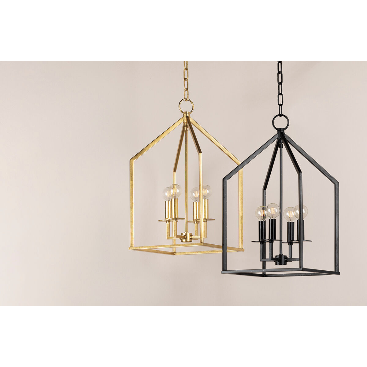 Lena 4 Light 12 inch Aged Iron Pendant Lantern Ceiling Light, Small