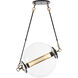 Otto 2 Light 28.4 inch Black with Brass Accents Pendant Ceiling Light in Stainless Steel Mesh tube, Sphere