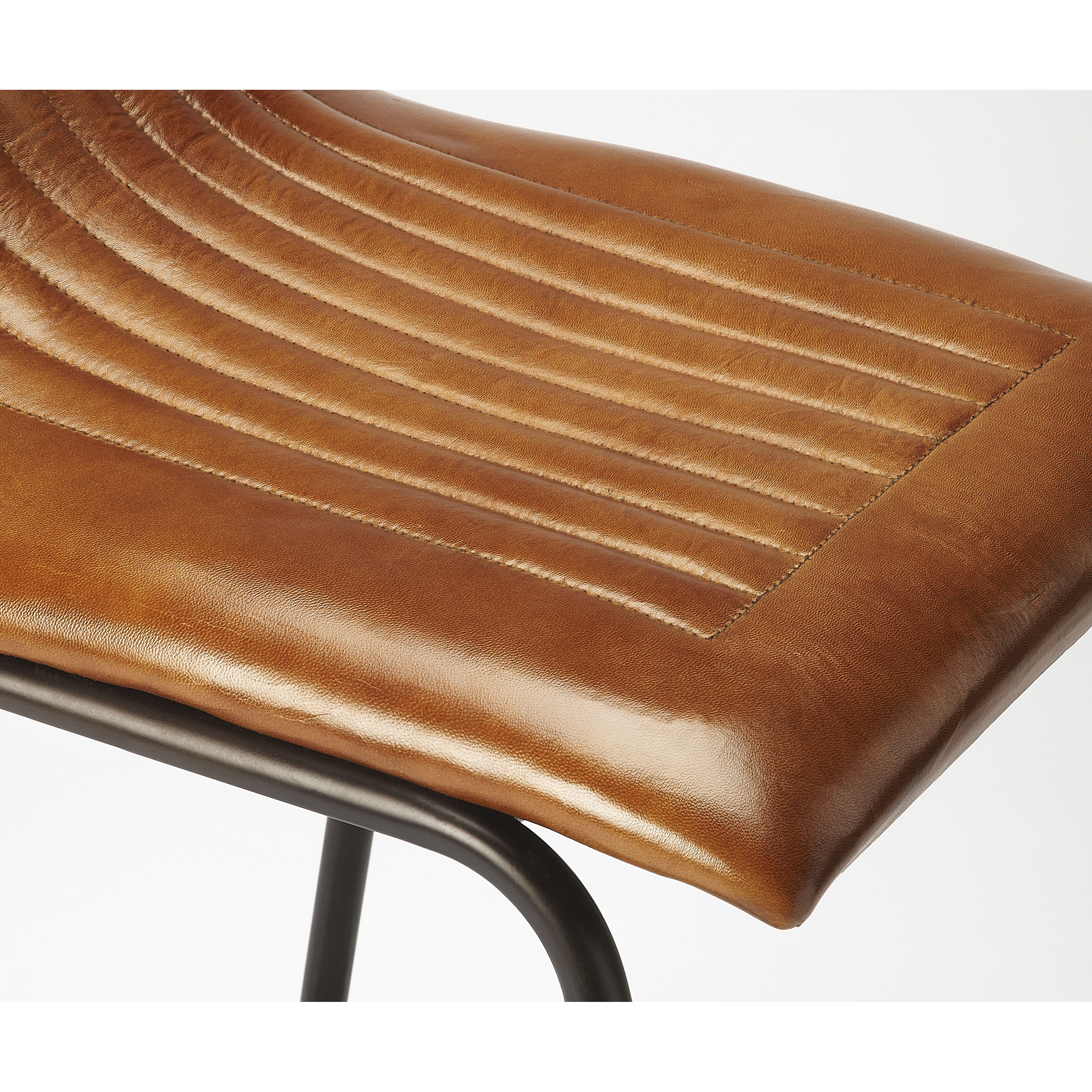 Industrial Chic Ludlow Leather & Metal 29 inch Brown Leather Barstool