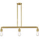 Franklin Restoration Bare Bulb 3 Light 38 inch Satin Gold Island Light Ceiling Light