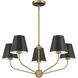 Xavier 5 Light 28 inch Vibrant Gold Chandelier Ceiling Light in Vibrant Gold and Matte Black