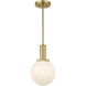 Modern 1 Light 8 inch Natural Brass Pendant Ceiling Light