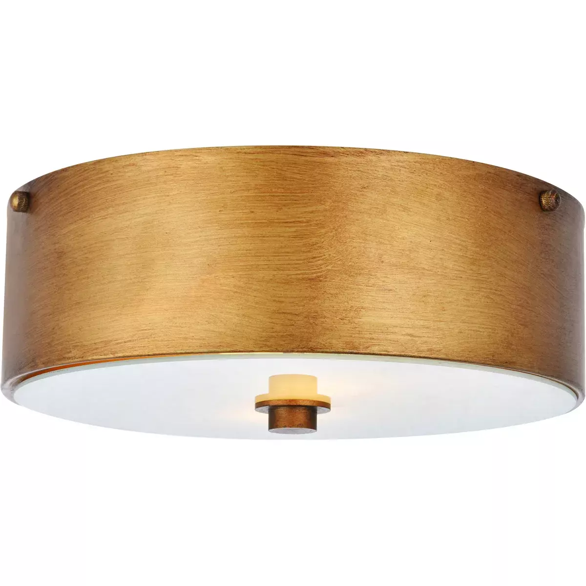 Hazen 2 Light 12 inch Vintage Gold and White Flush Mount Ceiling Light