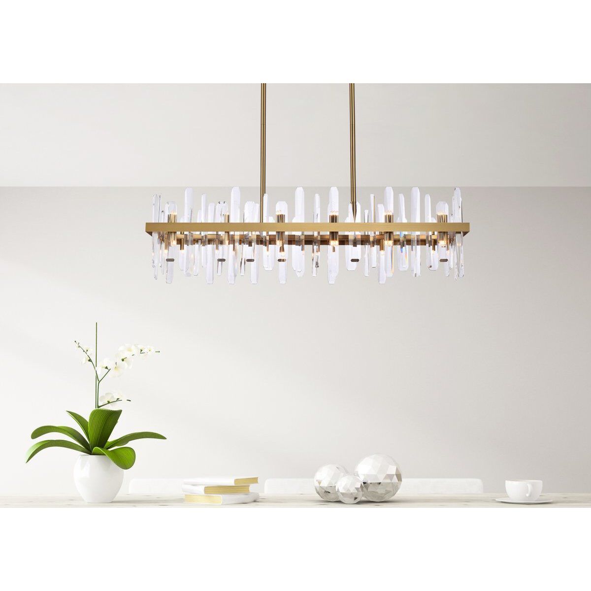 Serena 24 Light 42 inch Satin Gold Linear Chandelier Ceiling Light