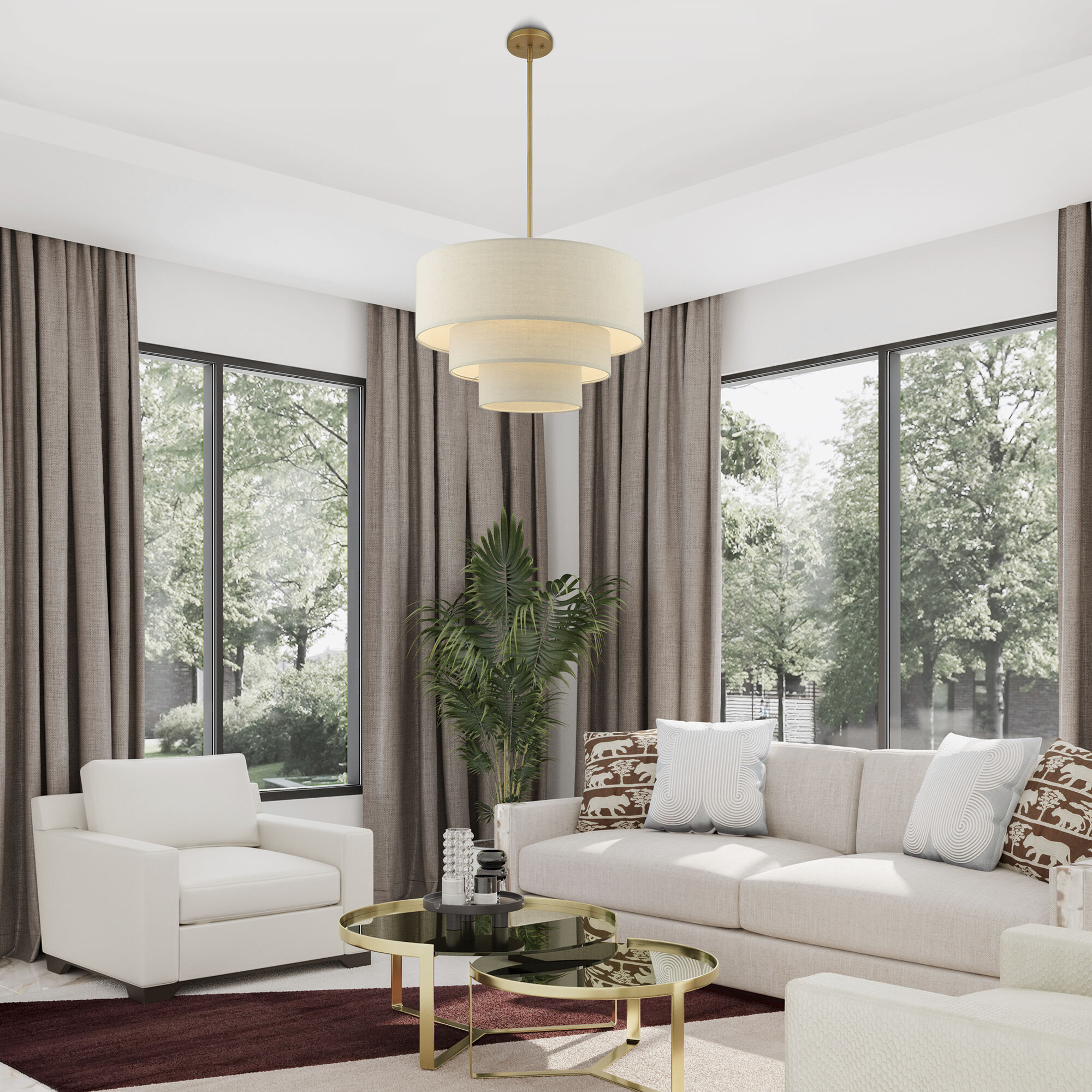 Bellingham 4 Light 23 inch Antique Gold Leaf Pendant Chandelier Ceiling Light