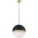 Fort Worth 1 Light 14.75 inch Textured Black with Aged Brass Pendant Ceiling Light