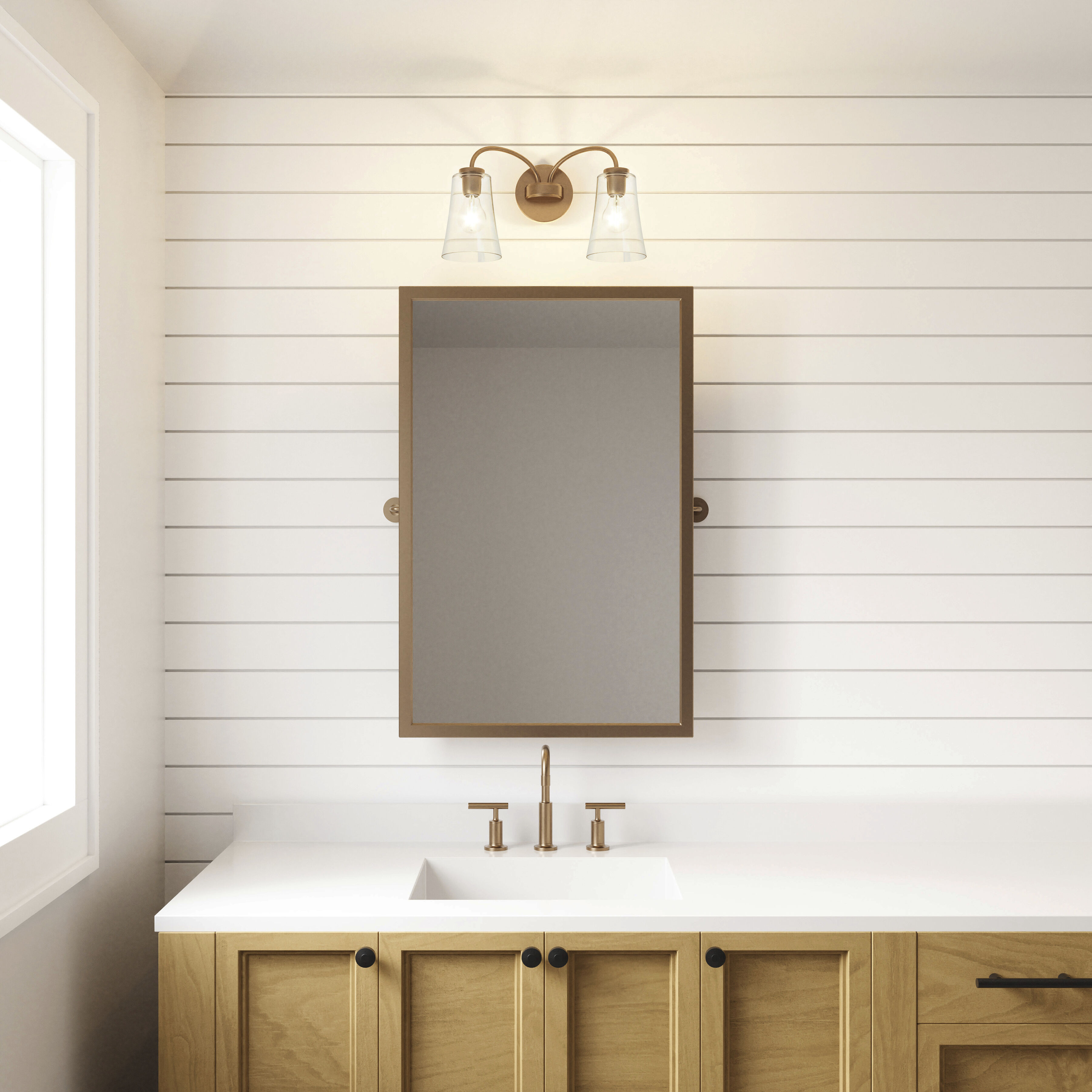 Emily Vanity Light Wall Light in Brushed Gold