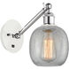 Ballston Belfast LED 6 inch White and Polished Chrome Sconce Wall Light in Clear Crackle Glass