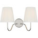 Amber Lewis Lyndsie LED 15.75 inch Polished Nickel Double Sconce Wall Light in Silk Pleated