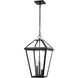 Talbot 3 Light 12.25 inch Black Outdoor Chain Mount Ceiling Fixture in Clear Beveled Glass