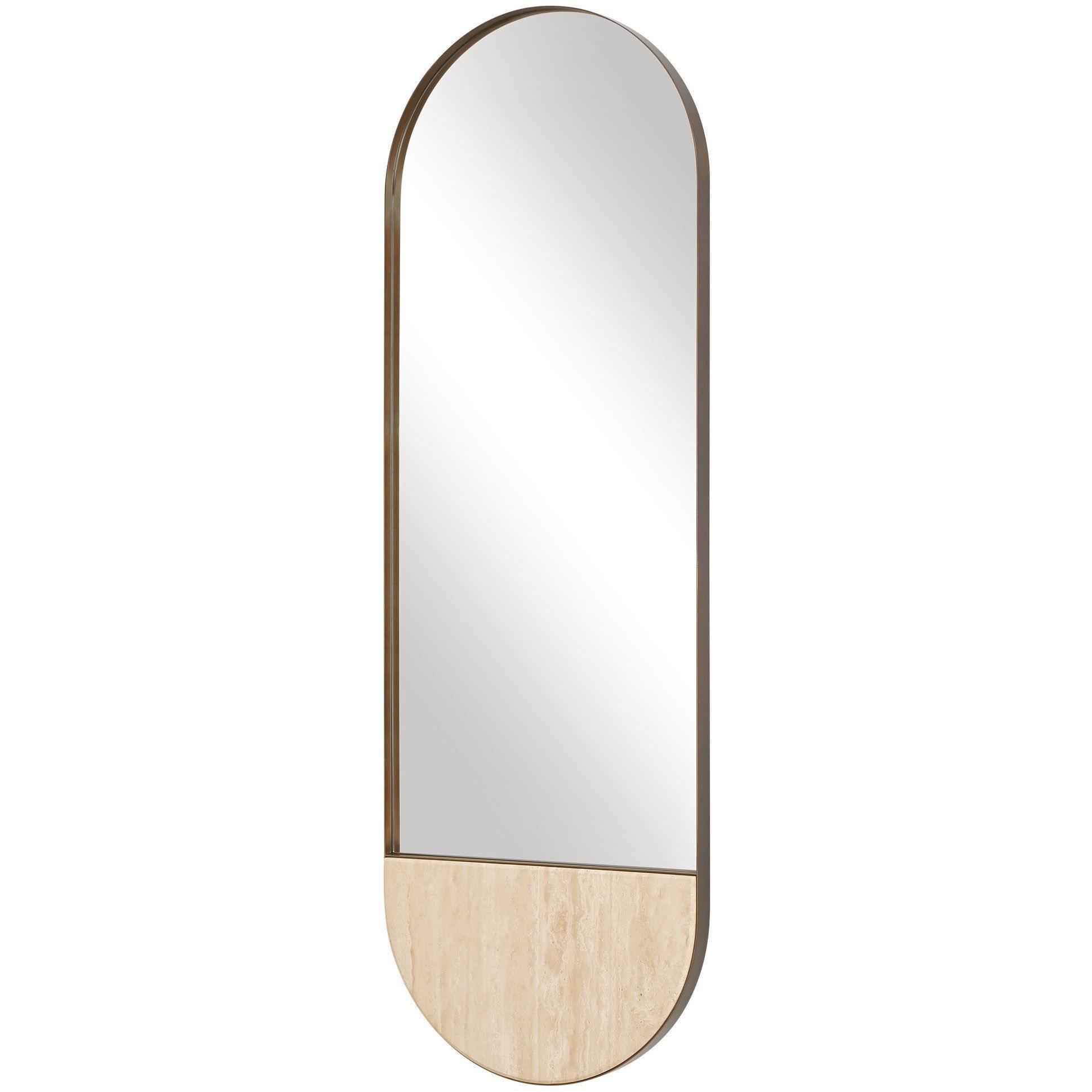 Russo 59 X 19.88 inch Travertine and Golden Bronze Mirror