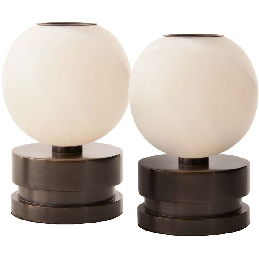 Pluto White Candleholders, Set of 2