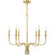 Lisbon 6 Light 26 inch Satin Brass Chandelier Ceiling Light
